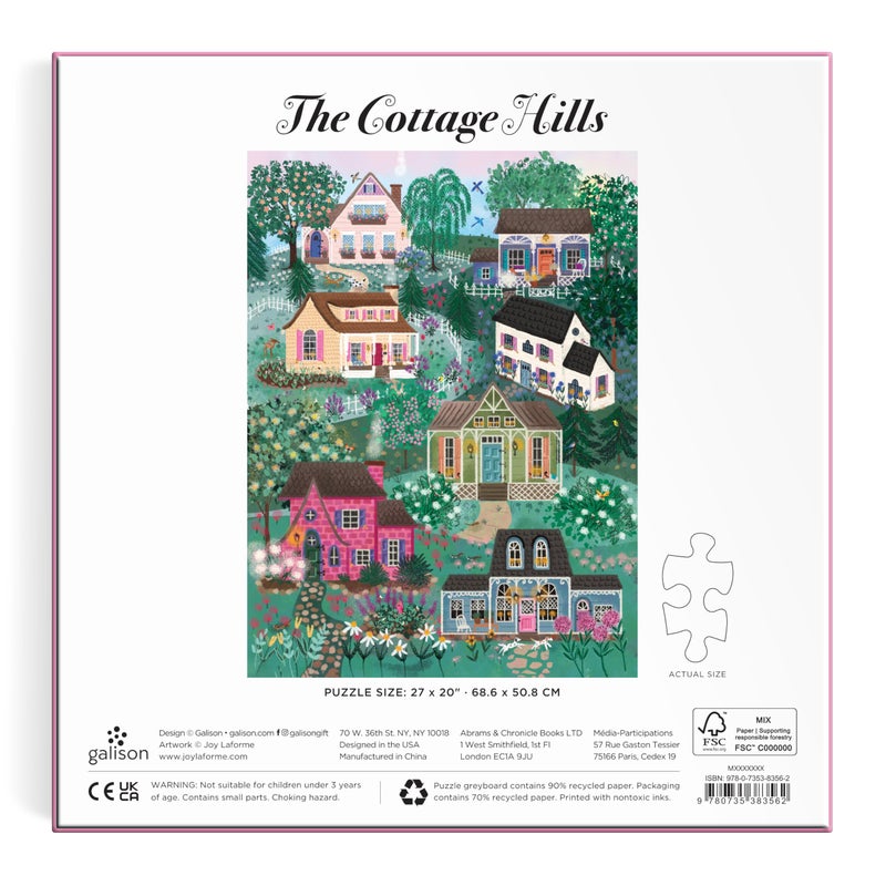 جاليسون Galison The Cottage Hills - أحجية الصور المقطوعة من Joy Laforme مكونة من 1000 قطعة تتميز بأعمال فنية جميلة للأكواخ في حي خيالي - Image 3